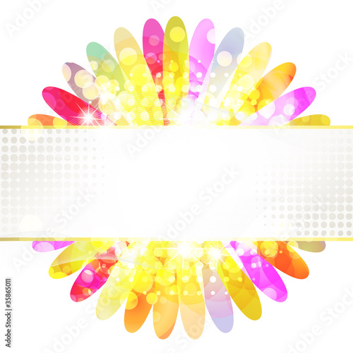 Banner design with colored flower background