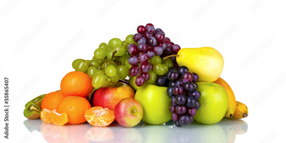 Ripe juicy fruits isolated on white Ripe juicy fruits isolated on white
