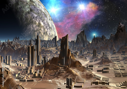 Fototapeta Naklejka Na Ścianę i Meble -  Ancient City of Aaden - Alien Planet