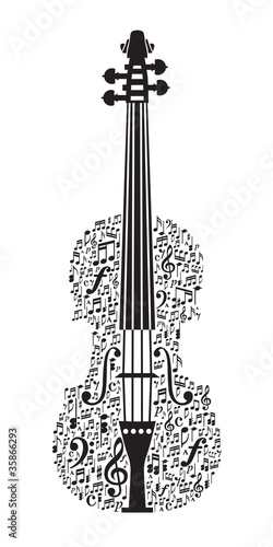 Abstract violin and musical symbols