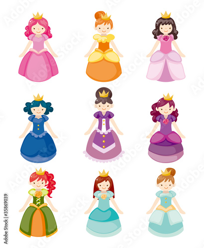 cartoon beautiful princess icons set #35869039