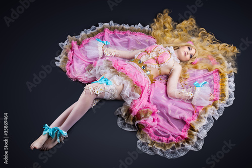 Girl lay in ball joint doll cosplay costume