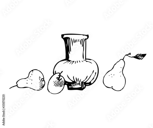 still life with a pear