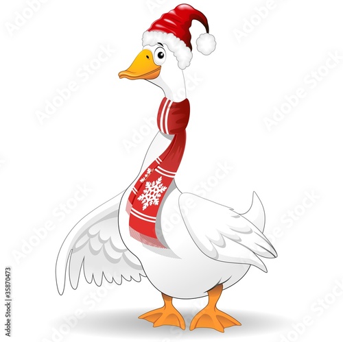 Babbo Natale Oca Papero-Cartoon Goose Duck Santa Claus-Vector