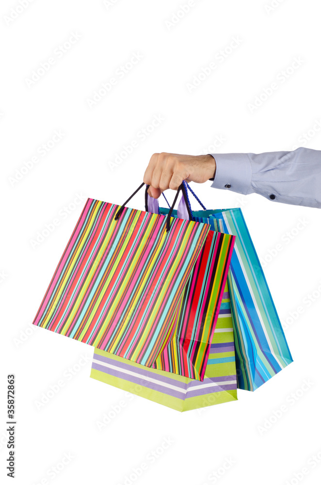 Christmas shopping concept with bags