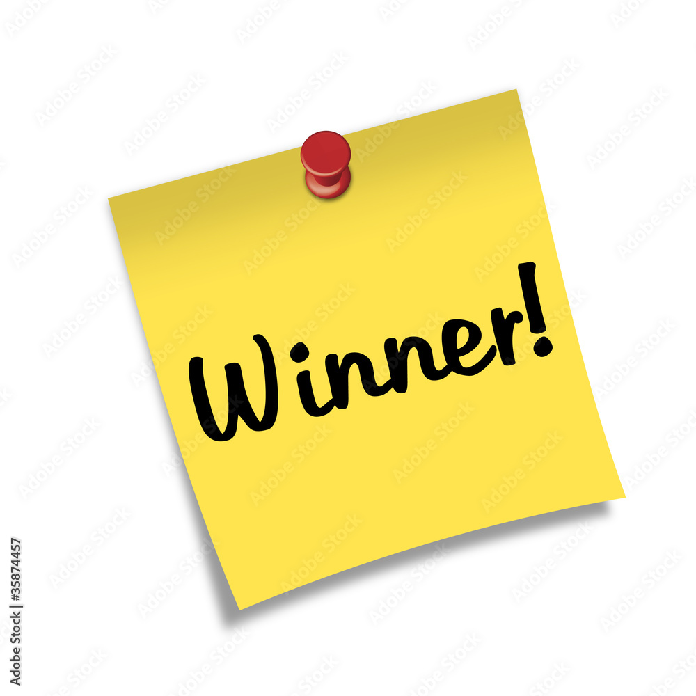 Post-it con chincheta texto Winner! Post-it con chincheta texto Winner!