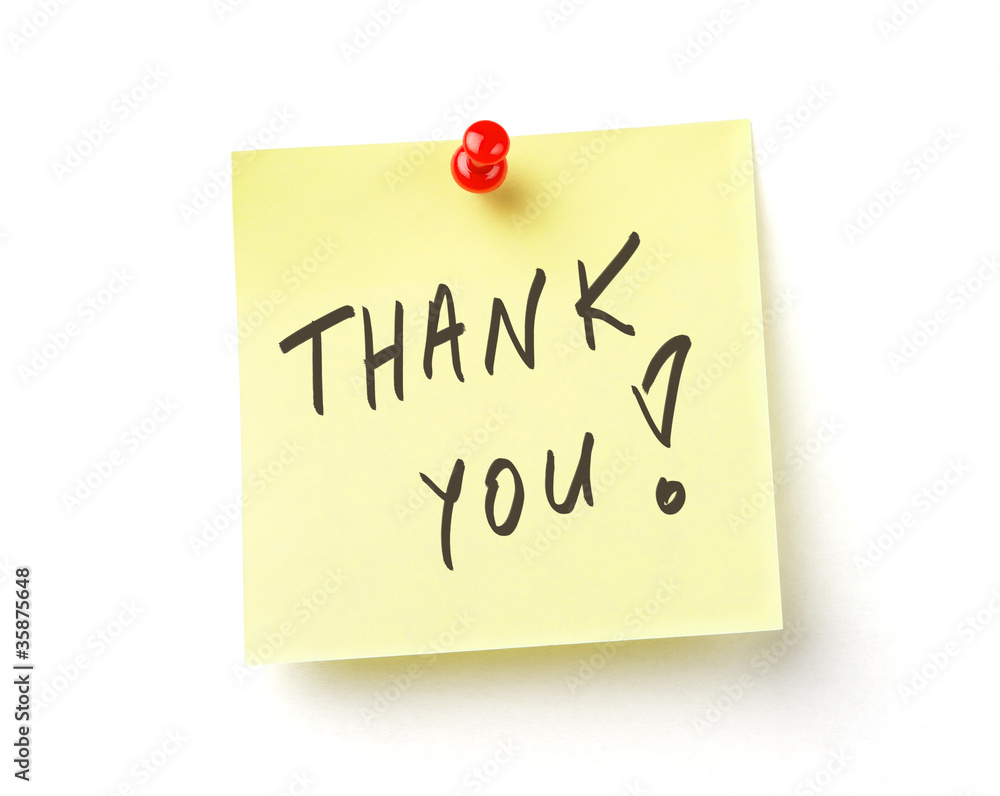Thank you note on white with clipping path Thank you note on white with clipping path