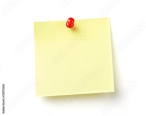 Blank yellow note on white background with clipping path