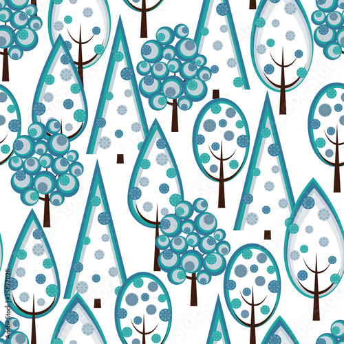 Christmas pattern seamless with decorated Christmas tree.