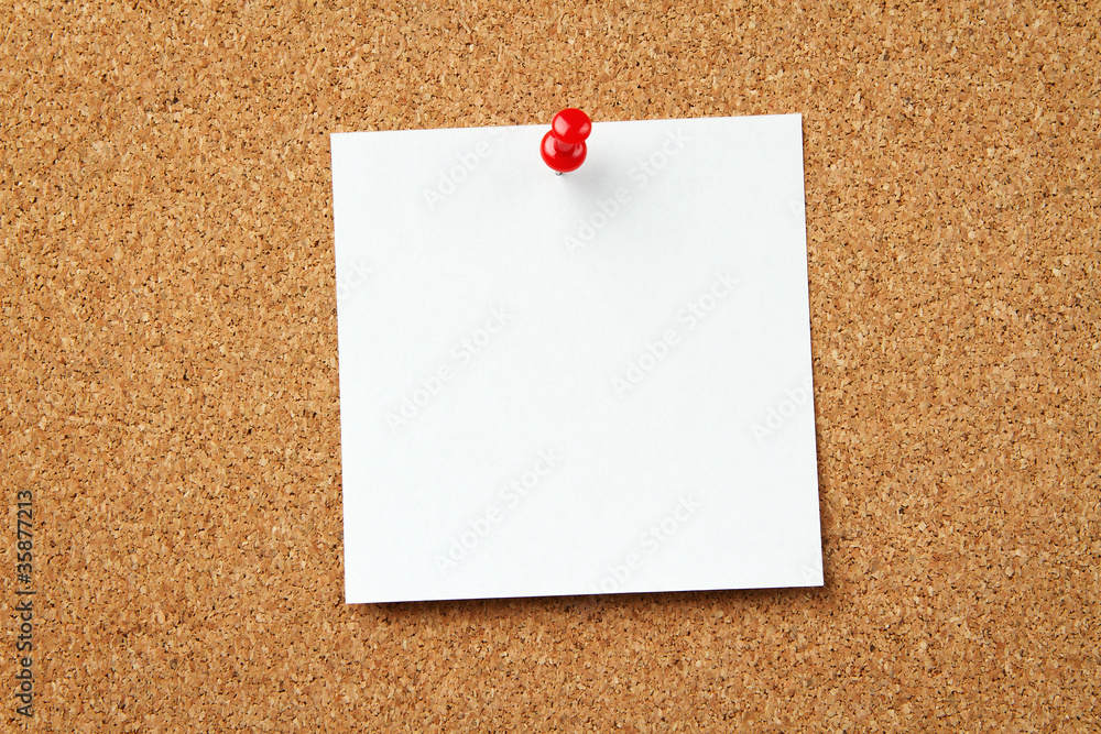 Blank note at the corkboard with copy space Blank note at the corkboard with copy space
