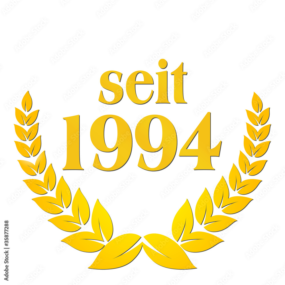 seit 1994 jubiläum lorbeerkranz lorbeer gold seit 1994 jubiläum lorbeerkranz lorbeer gold