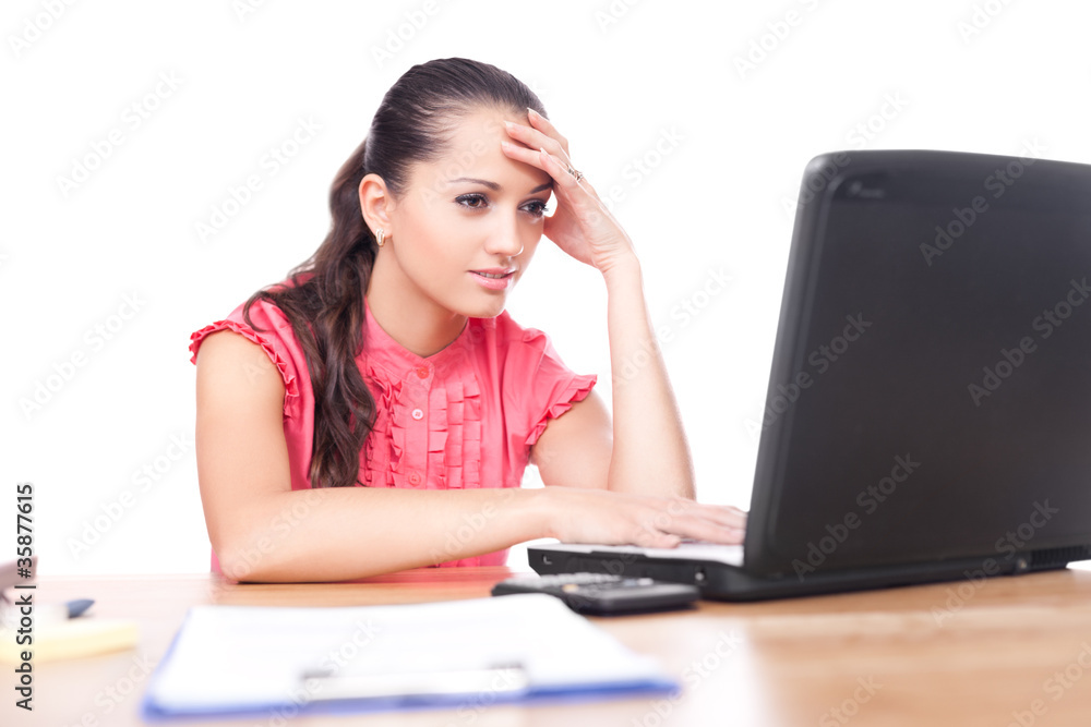 beautiful young woman sitting at office desk beautiful young woman sitting at office desk