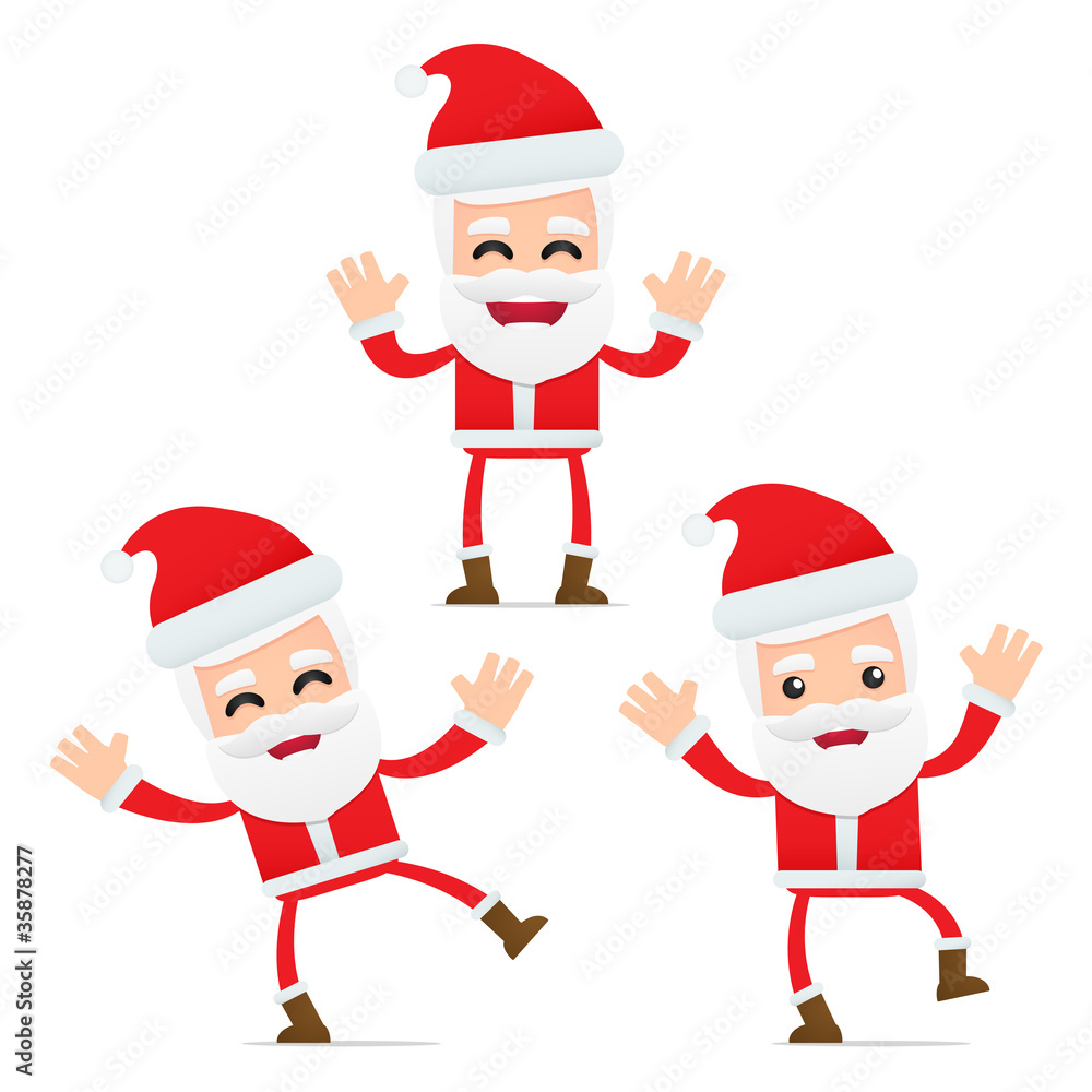 set of funny cartoon Santa Claus