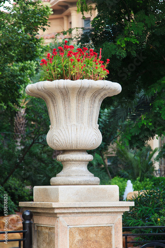 Ornamental stone flowerpot