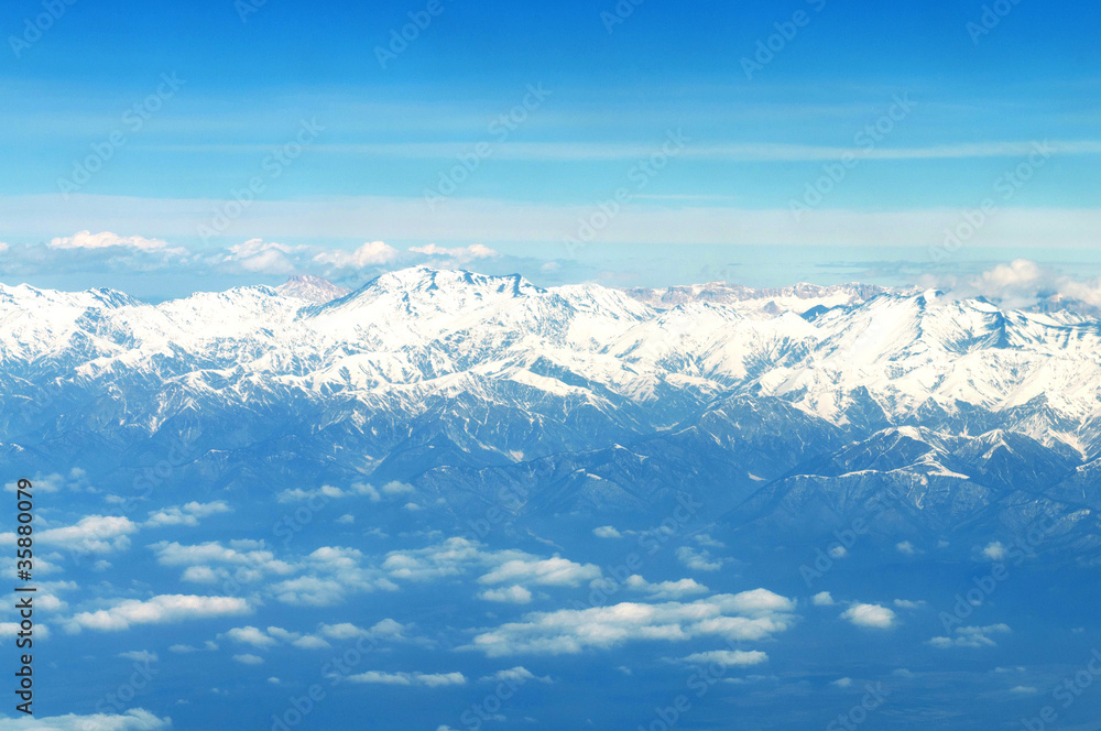 High mountains under snow in the winter