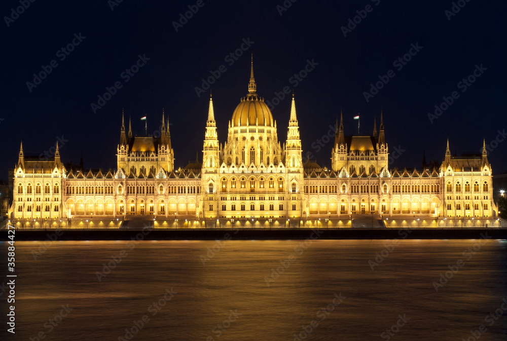 budapest parliament at night, Hungary