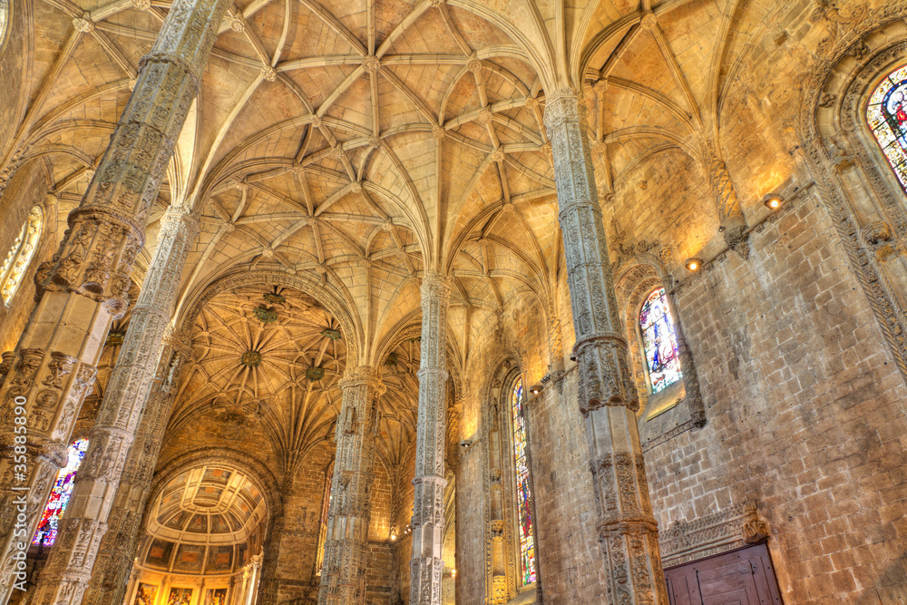 interior of Jeronimos Monastery Lisbon, Portugal