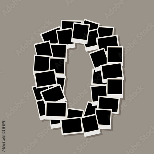 Number zero made from photo frames, insert your photos