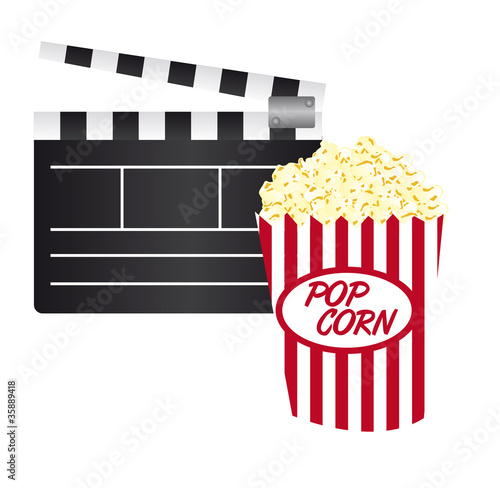 clapper board and pop corn
