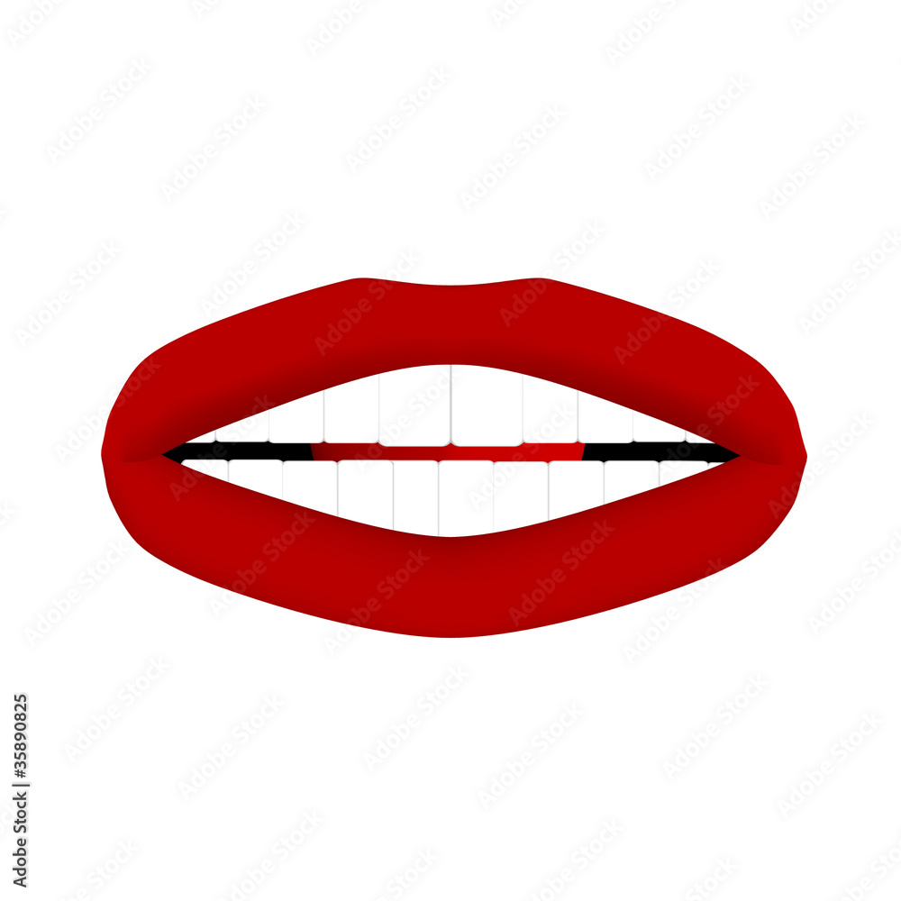Rote Lippen, weiße Zähne Rote Lippen, weiße Zähne