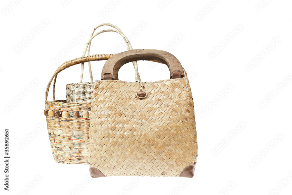 wicker basket isolated on white background