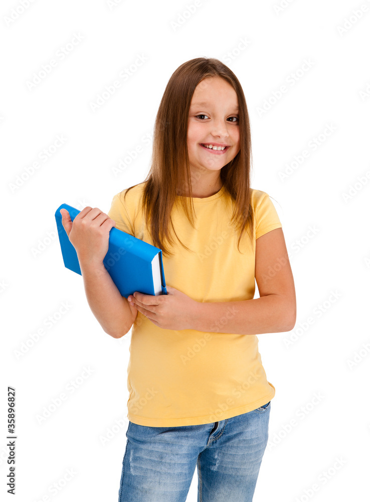 Girl holding books isolated on white background Girl holding books isolated on white background