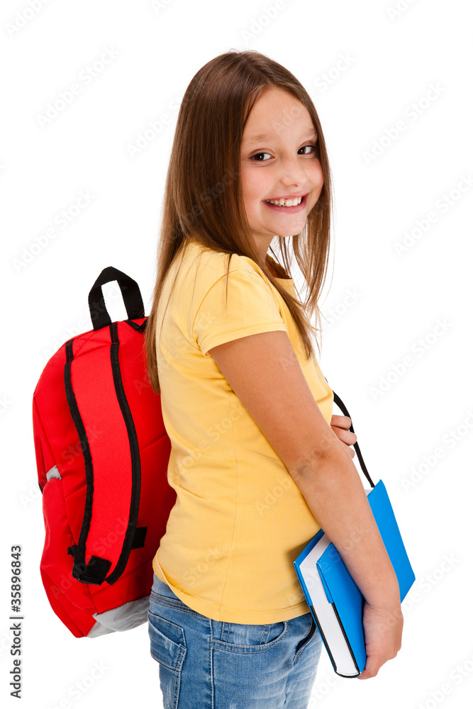 Girl holding books isolated on white background Girl holding books isolated on white background