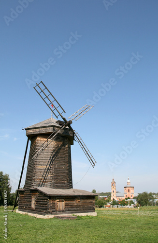 Old wooden windmill in Suzdal Russia