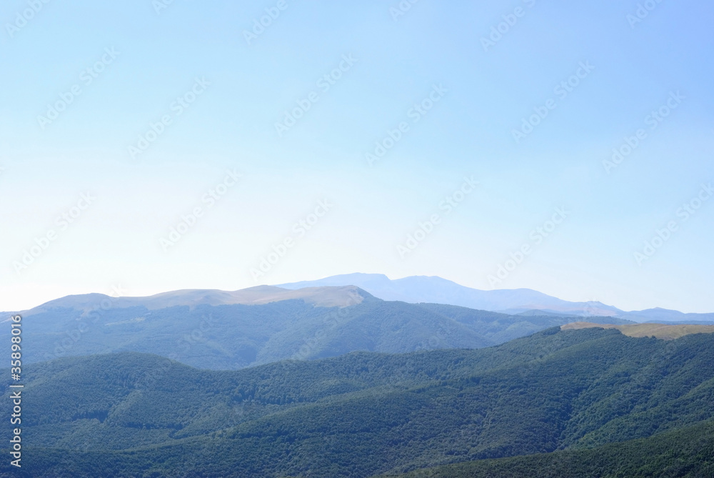 View of wooded mountains