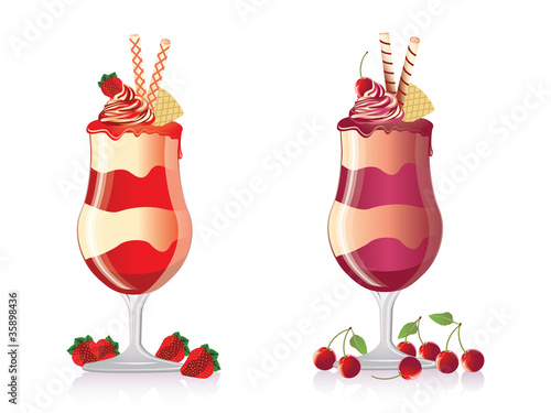 Strawberry & cherry ice cream vector