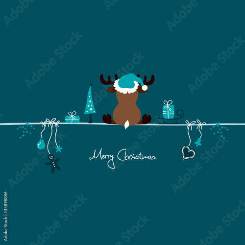 Christmas Reindeer & Symbols Turquoise