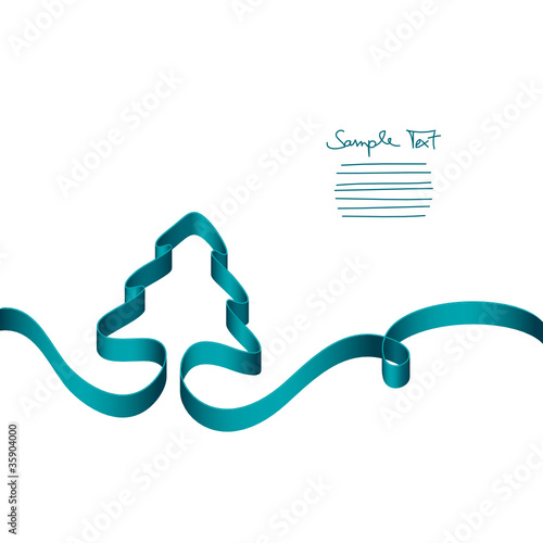 Turquoise Ribbon Christmas Tree & Swirl