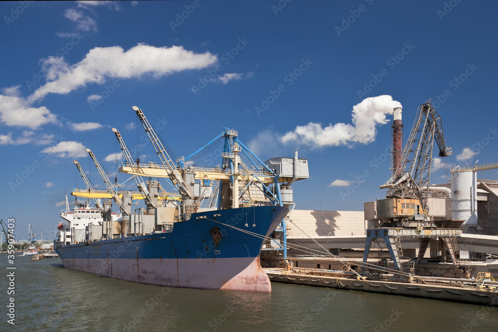 Industry in Poland - cargo harbor - Gdansk. (Danzig)