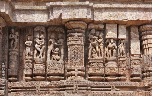 Erotic sculptures ruins at Sun Temple, Konark