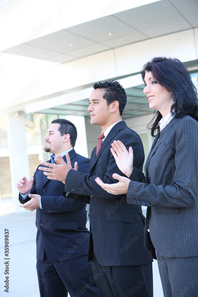 Hispanic Business Team Clapping Hispanic Business Team Clapping