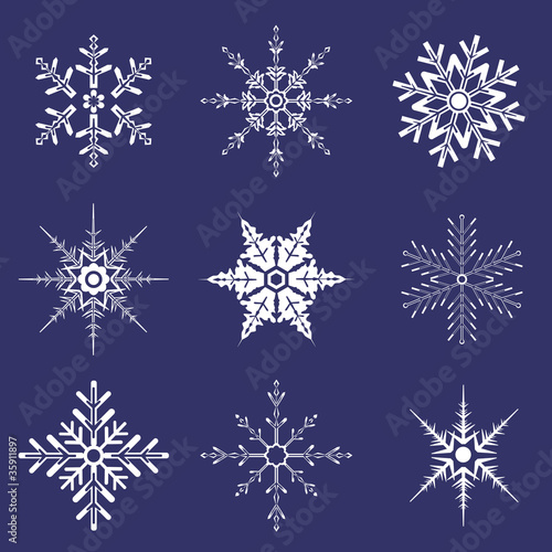 Various shapes of snowflakes