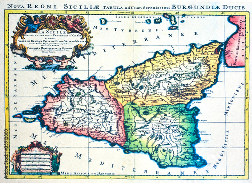 Fototapeta medieval map of Sicily