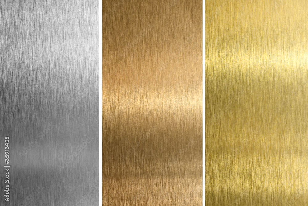Aluminum, bronze and brass stitched textures - obrazy, fototapety, plakaty 