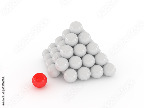 Pyramid with red ball