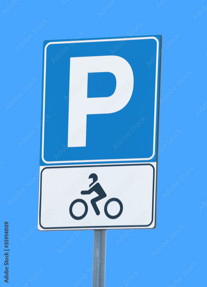 motorcycle parking sign on blue sky motorcycle parking sign on blue sky