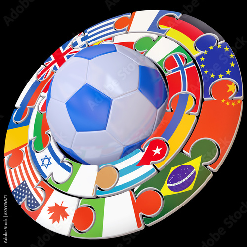 Football and set of flags