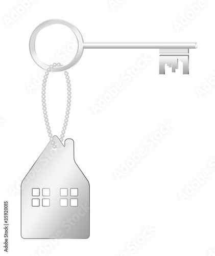 Metal key and house