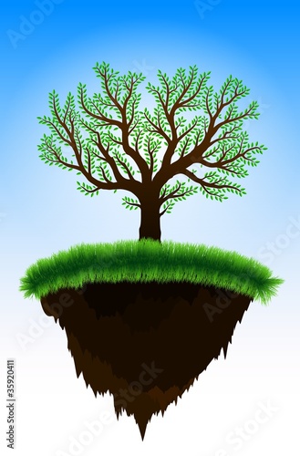 Floating island with tree