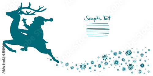 Riding Santa Snowflakes Turquoise