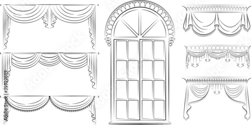 The vintage curtain. Vector