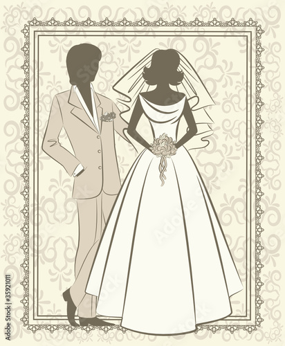 vector Illustration of beautiful bride and groom