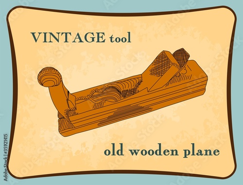 hand drawn wooden plane, handplane
