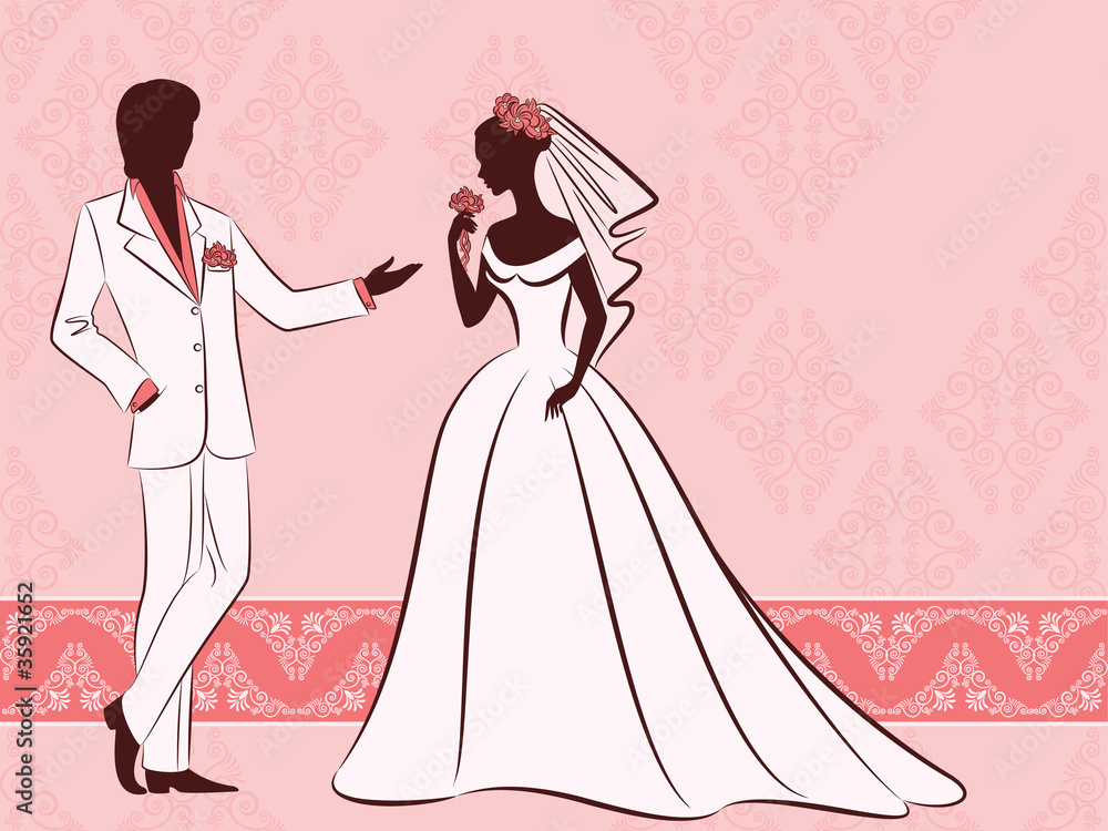 vector Illustration of beautiful bride and groom vector Illustration of beautiful bride and groom