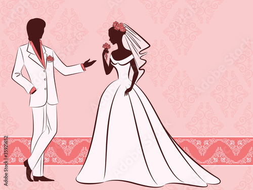 vector Illustration of beautiful bride and groom