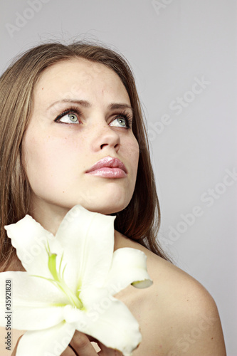 woman and a flower